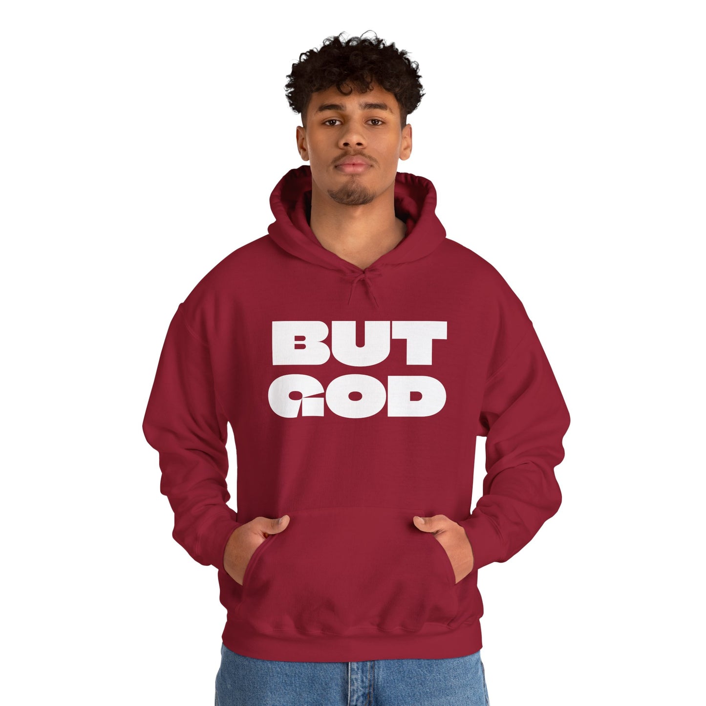 But God Unisex Heavy Blend™ Hooded Sweatshirt- White Letters