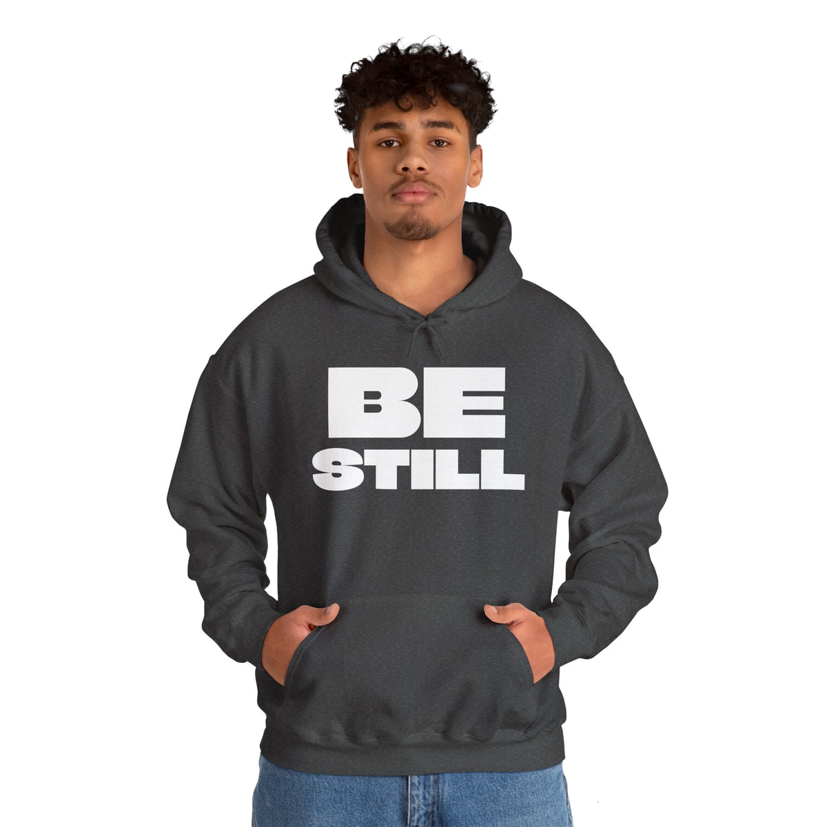 Be Still Unisex Heavy Blend™ Hooded Sweatshirt- White Letters