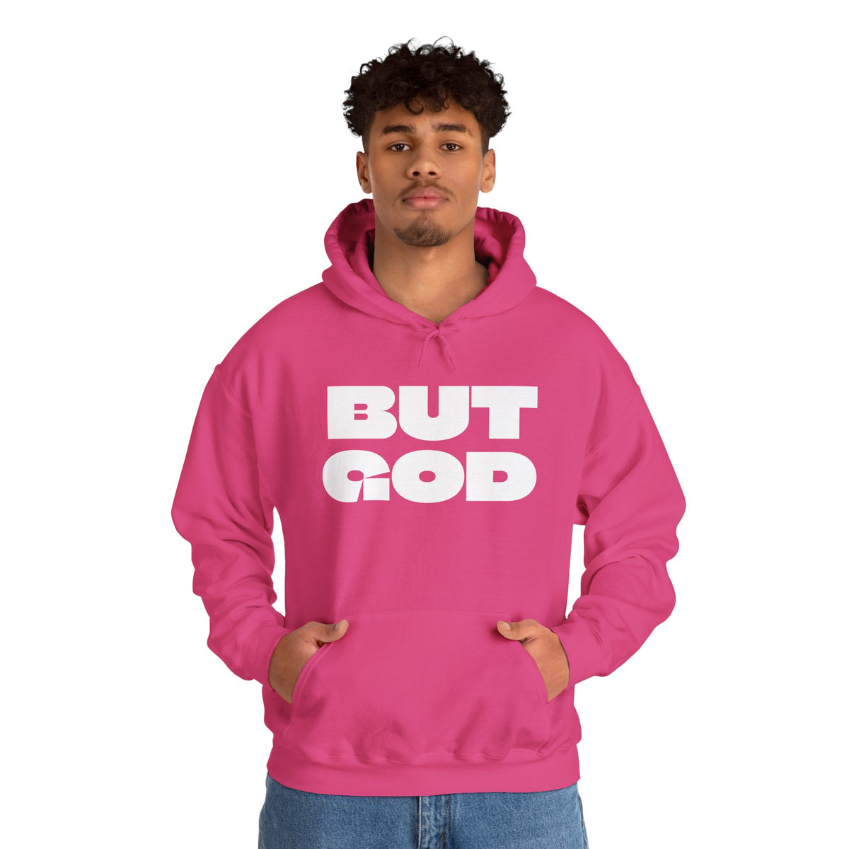 But God Unisex Heavy Blend™ Hooded Sweatshirt- White Letters