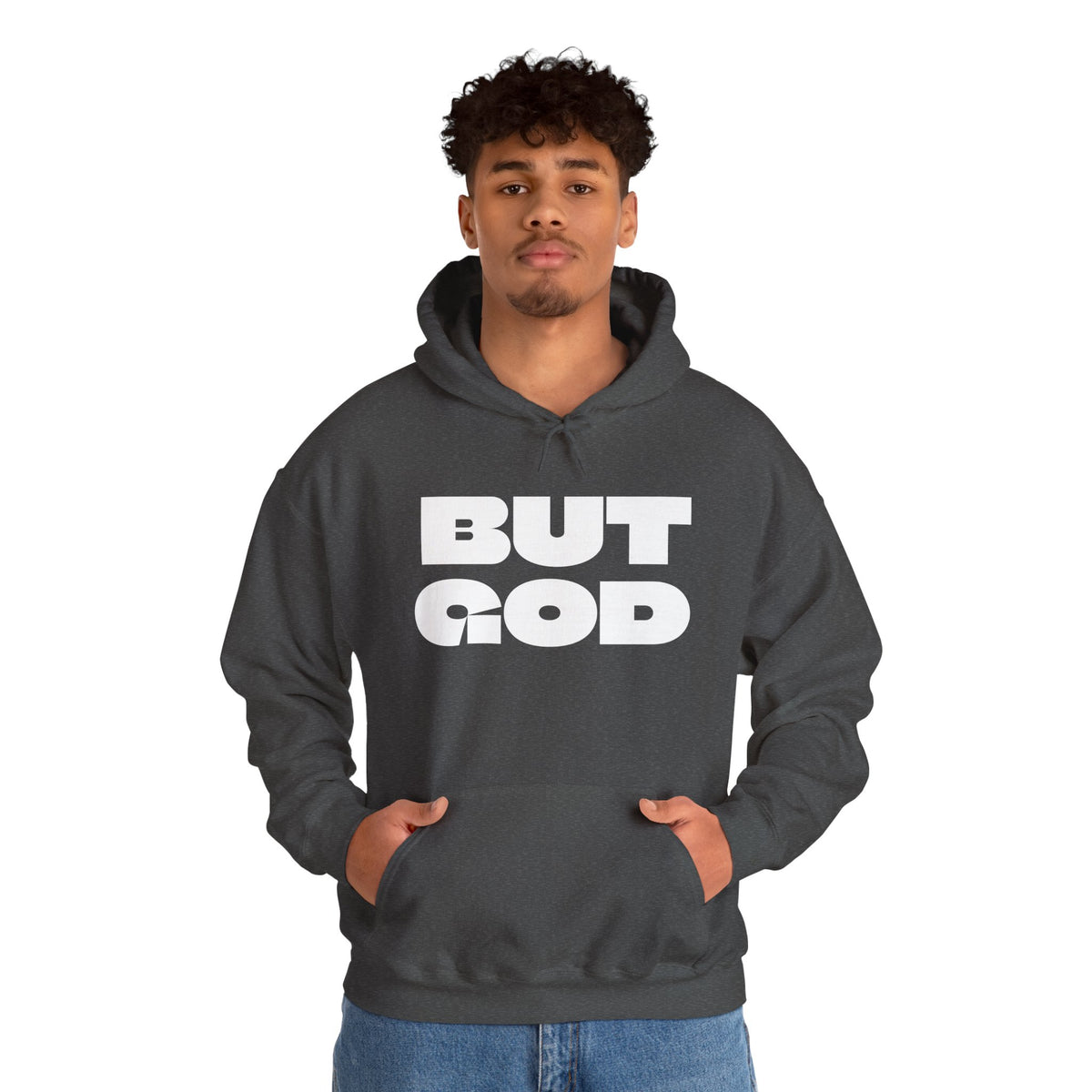 But God Unisex Heavy Blend™ Hooded Sweatshirt- White Letters