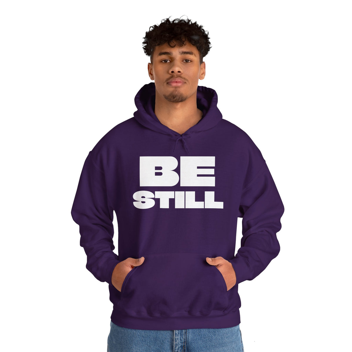 Be Still Unisex Heavy Blend™ Hooded Sweatshirt- White Letters