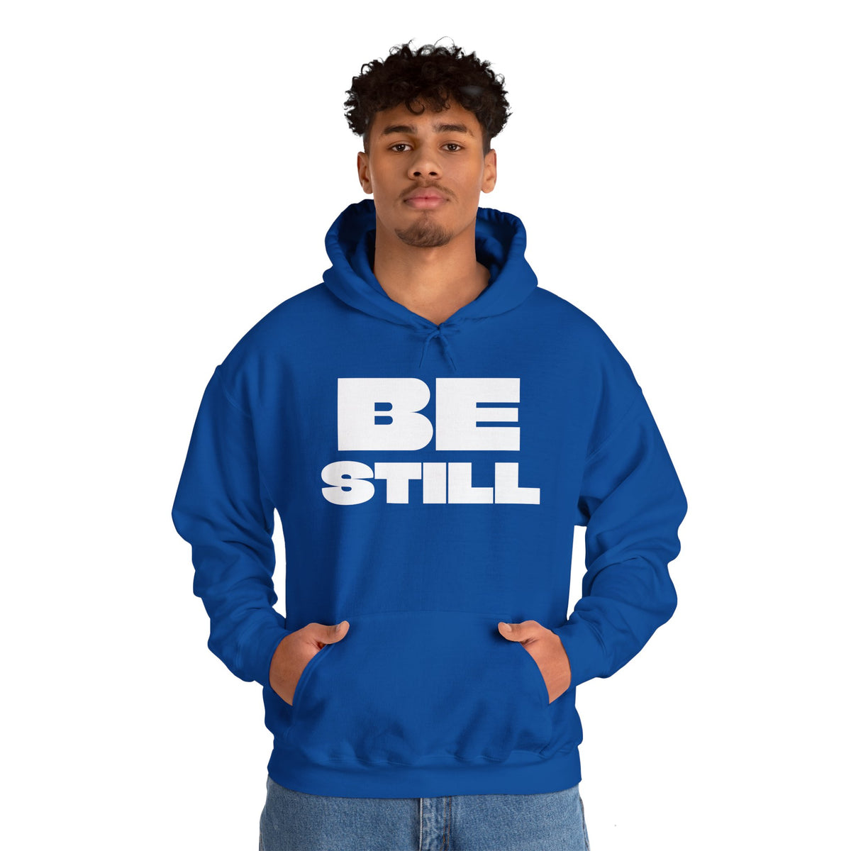 Be Still Unisex Heavy Blend™ Hooded Sweatshirt- White Letters