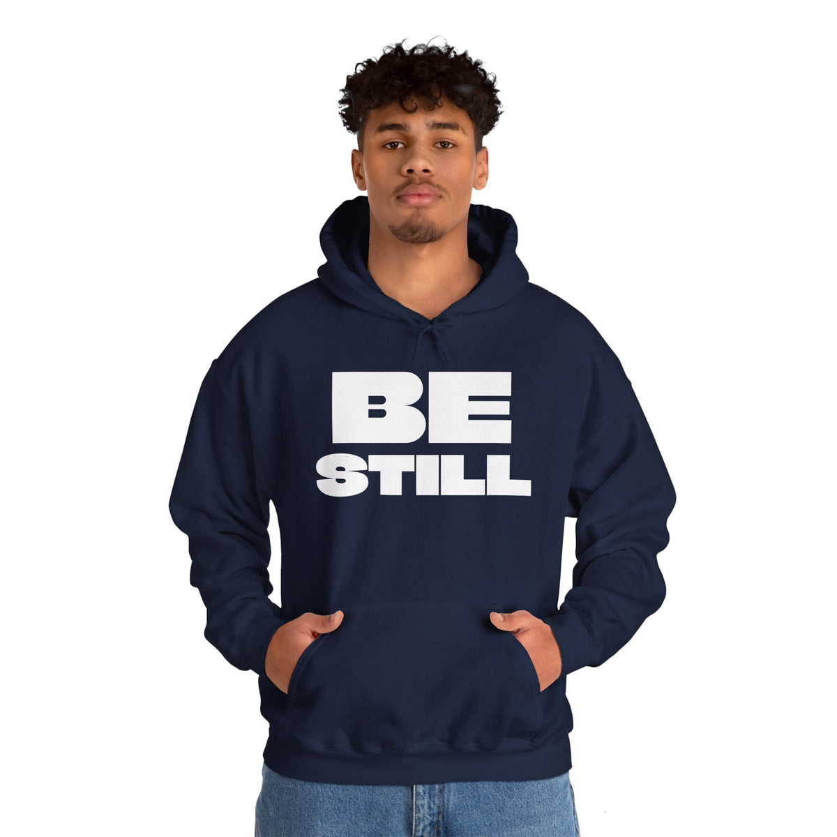 Be Still Unisex Heavy Blend™ Hooded Sweatshirt- White Letters