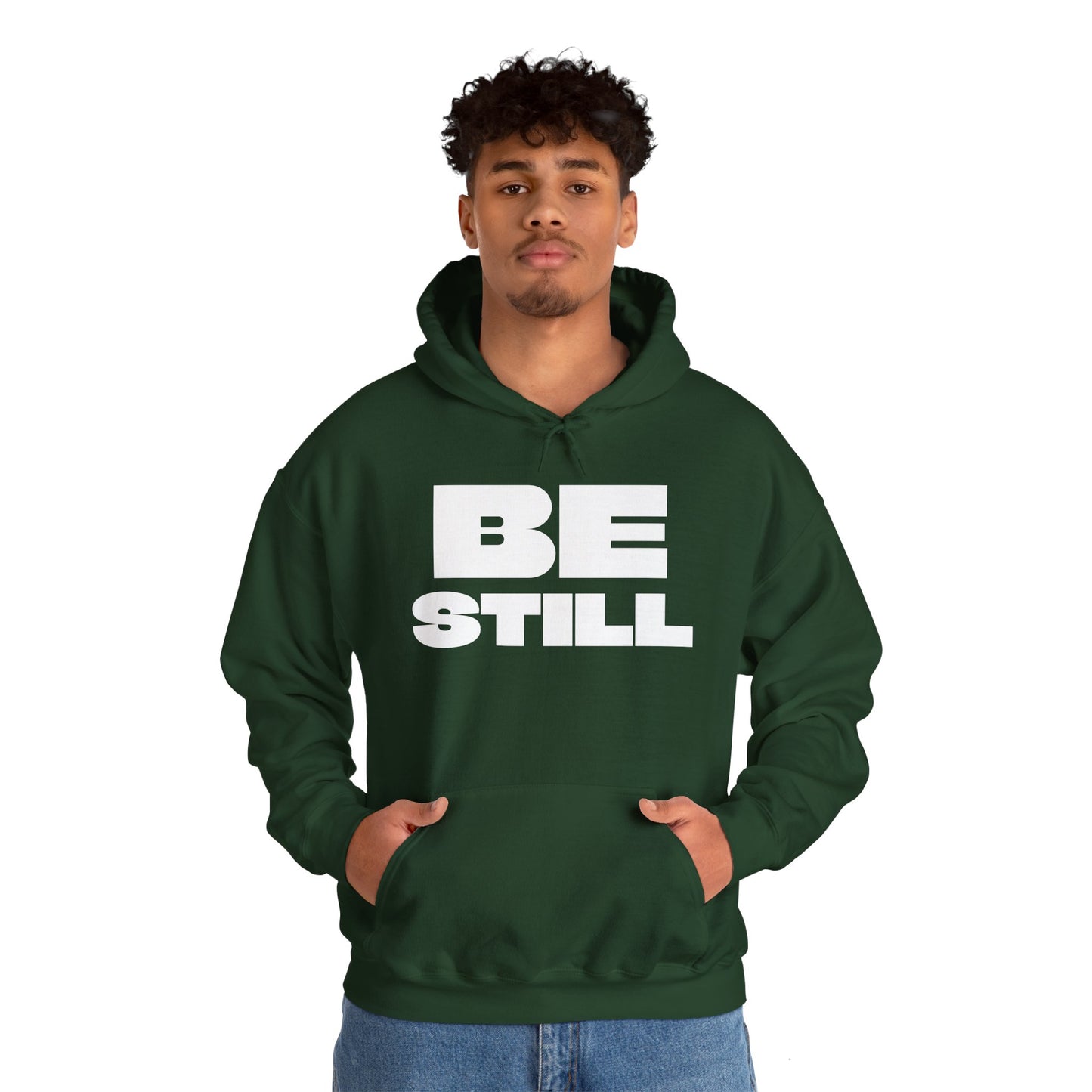 Be Still Unisex Heavy Blend™ Hooded Sweatshirt- White Letters