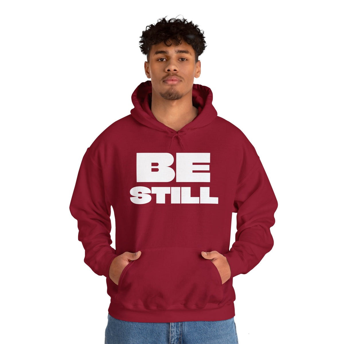 Be Still Unisex Heavy Blend™ Hooded Sweatshirt- White Letters