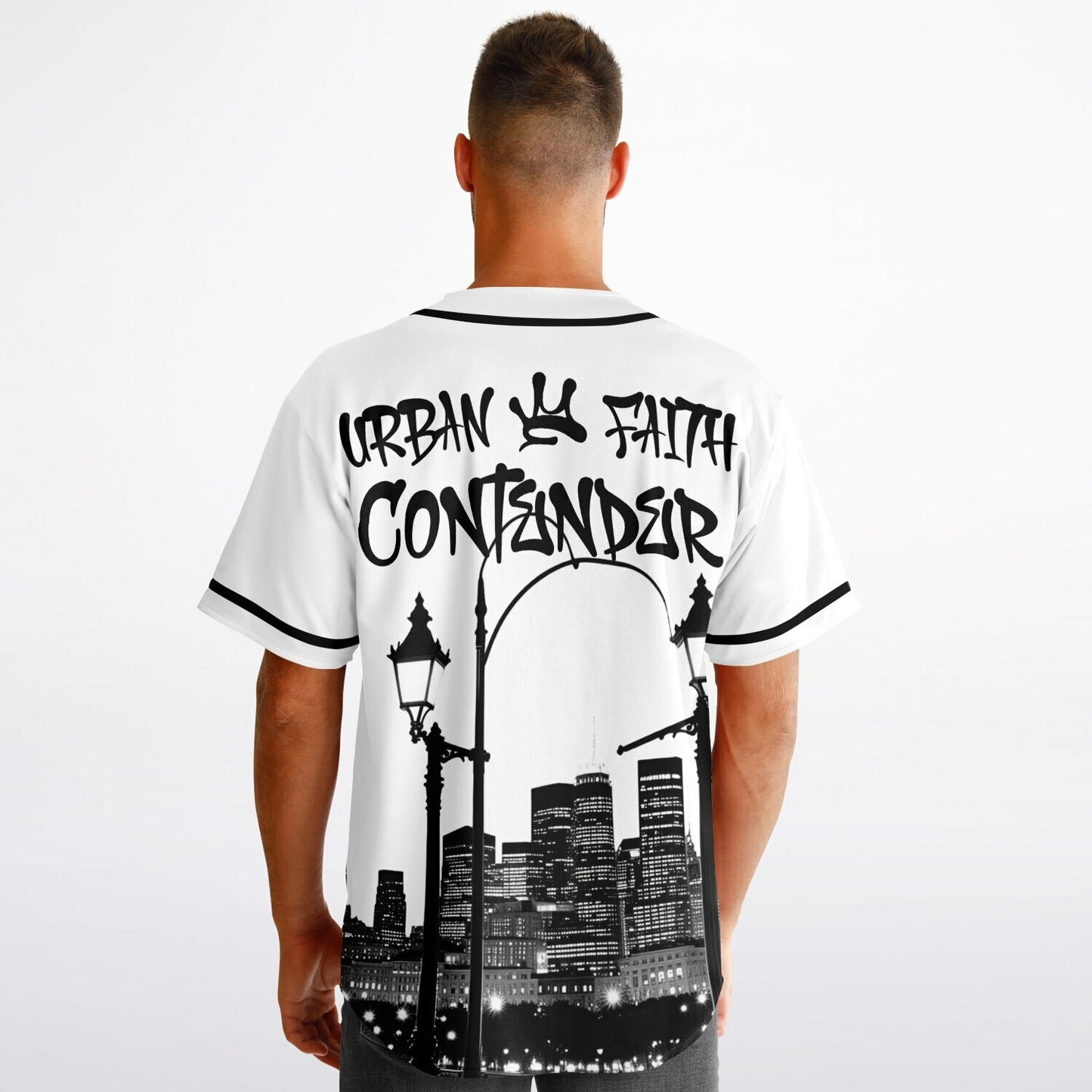 MTST: REVERSIBLE Baseball Jersey- Urban Faith Contender- Black Sleeves/White Trim & White Sleeves/Black Trim