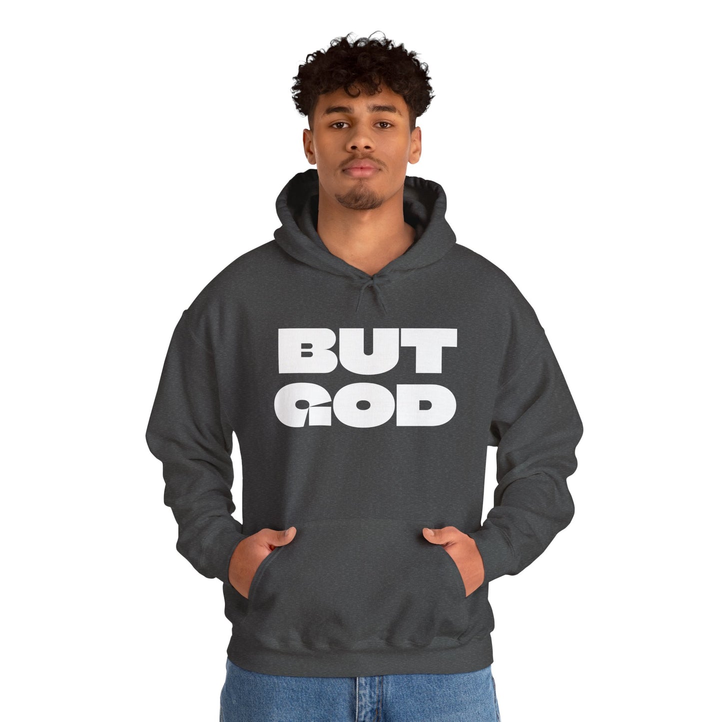 But God Unisex Heavy Blend™ Hooded Sweatshirt- White Letters