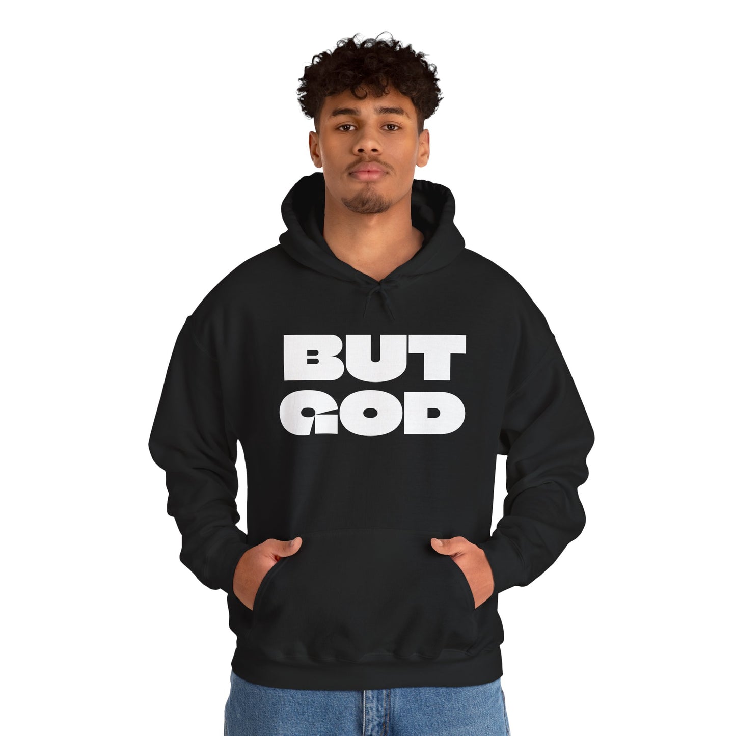 But God Unisex Heavy Blend™ Hooded Sweatshirt- White Letters