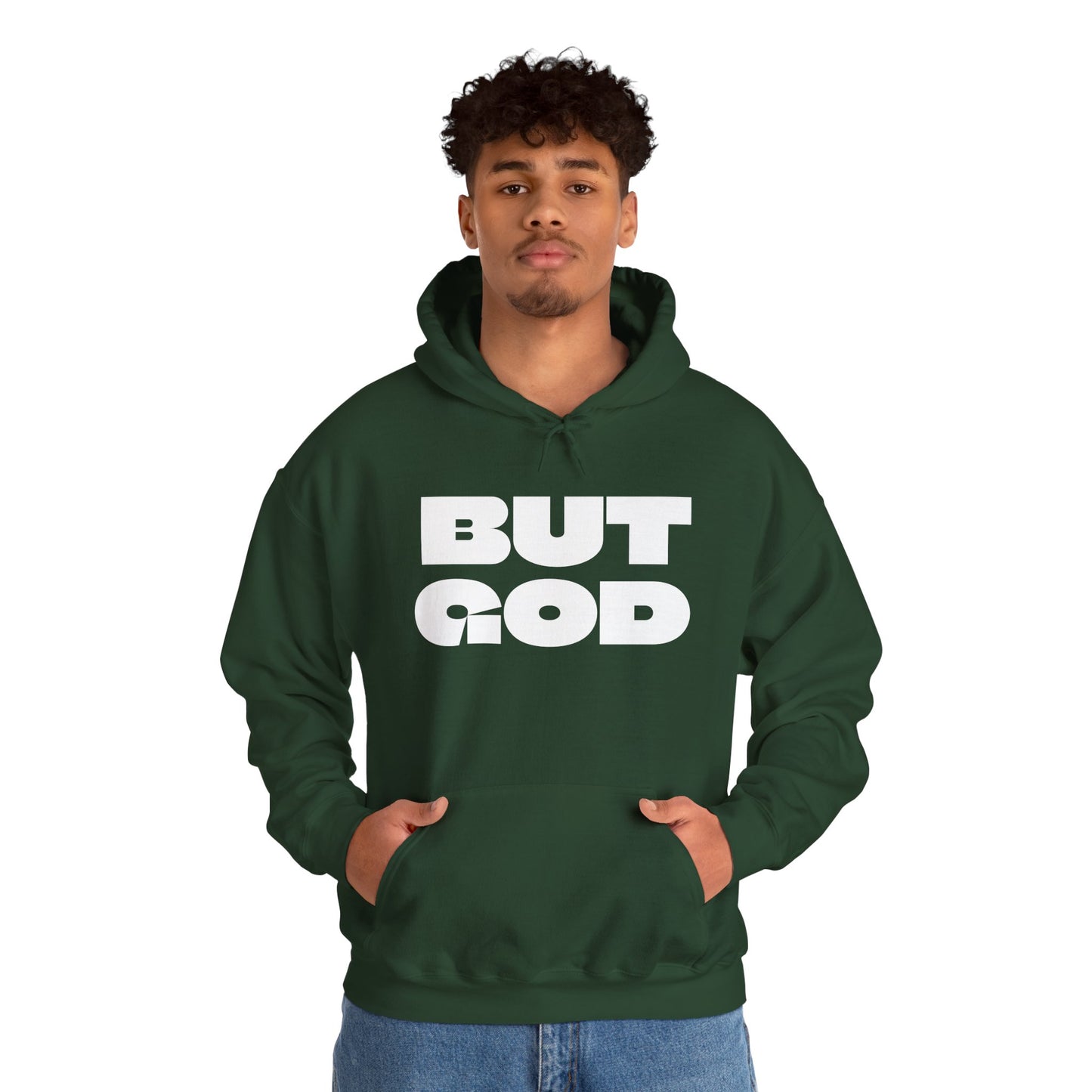 But God Unisex Heavy Blend™ Hooded Sweatshirt- White Letters