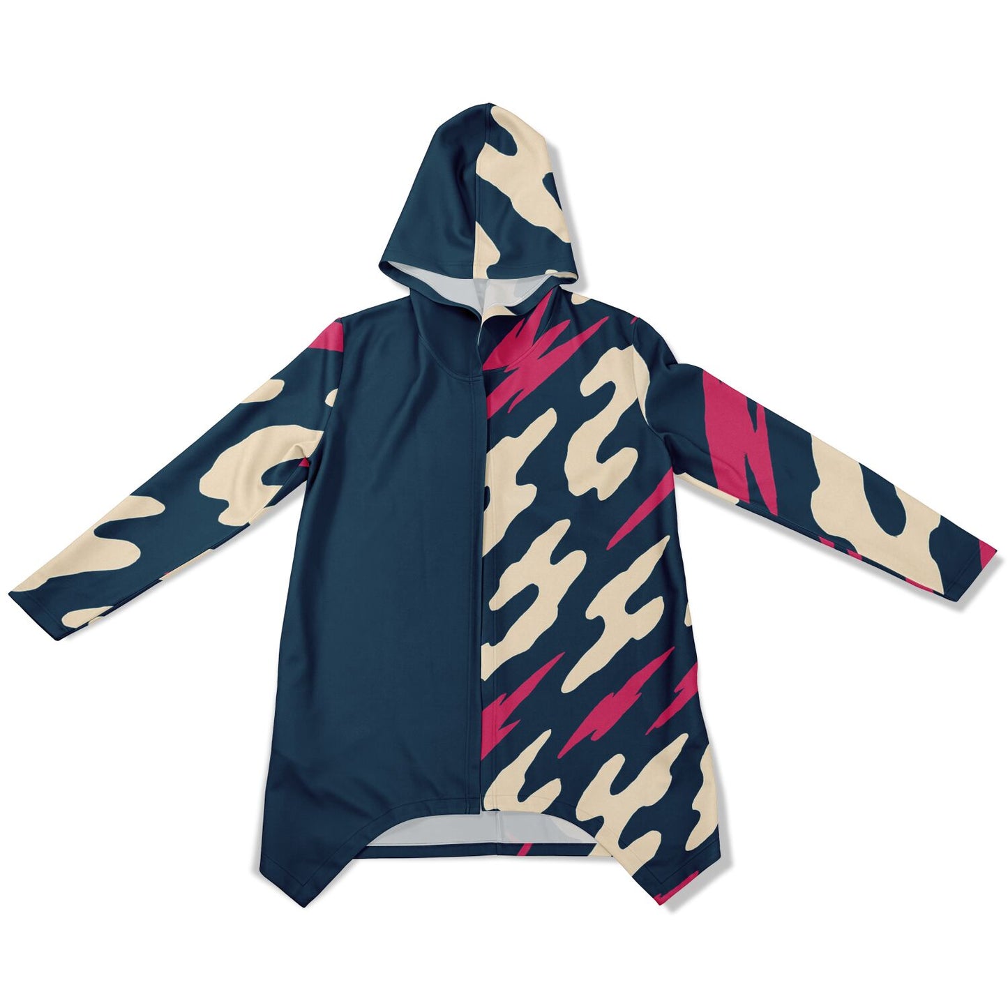 Heavyweight Elongated Cloak - Pattern Contrast- Pink Highlights