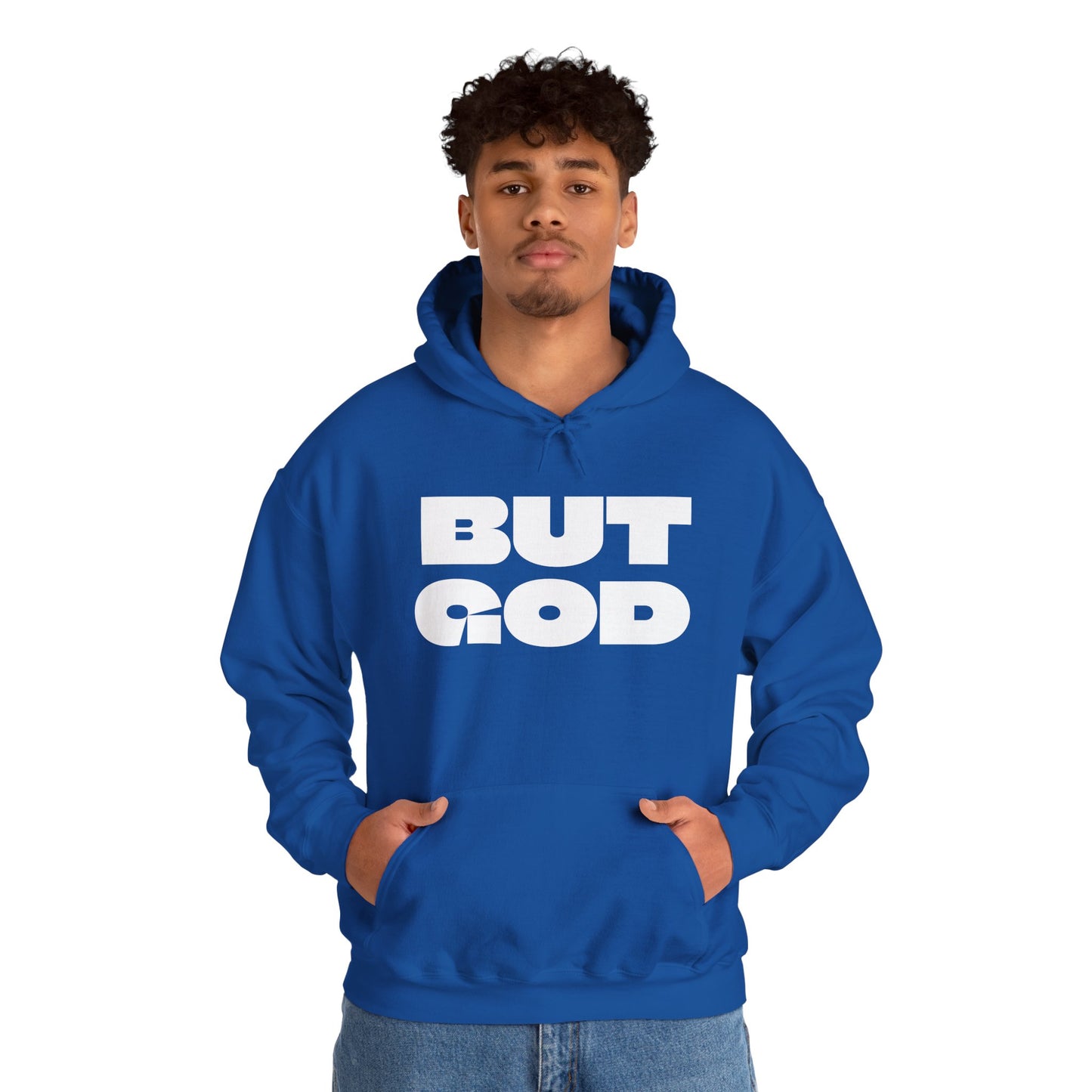 But God Unisex Heavy Blend™ Hooded Sweatshirt- White Letters