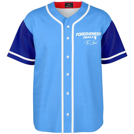 MTST: Forgiveness Heals The Soul  Baseball Jersey- Blue Sleeves/White Trim