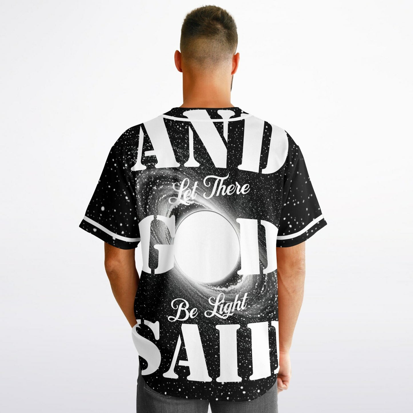 MTST: REVERSIBLE Baseball Jersey- And God Said & Read Me For Yourself-Black Sleeves /White Trim & White Sleeves/White Trim