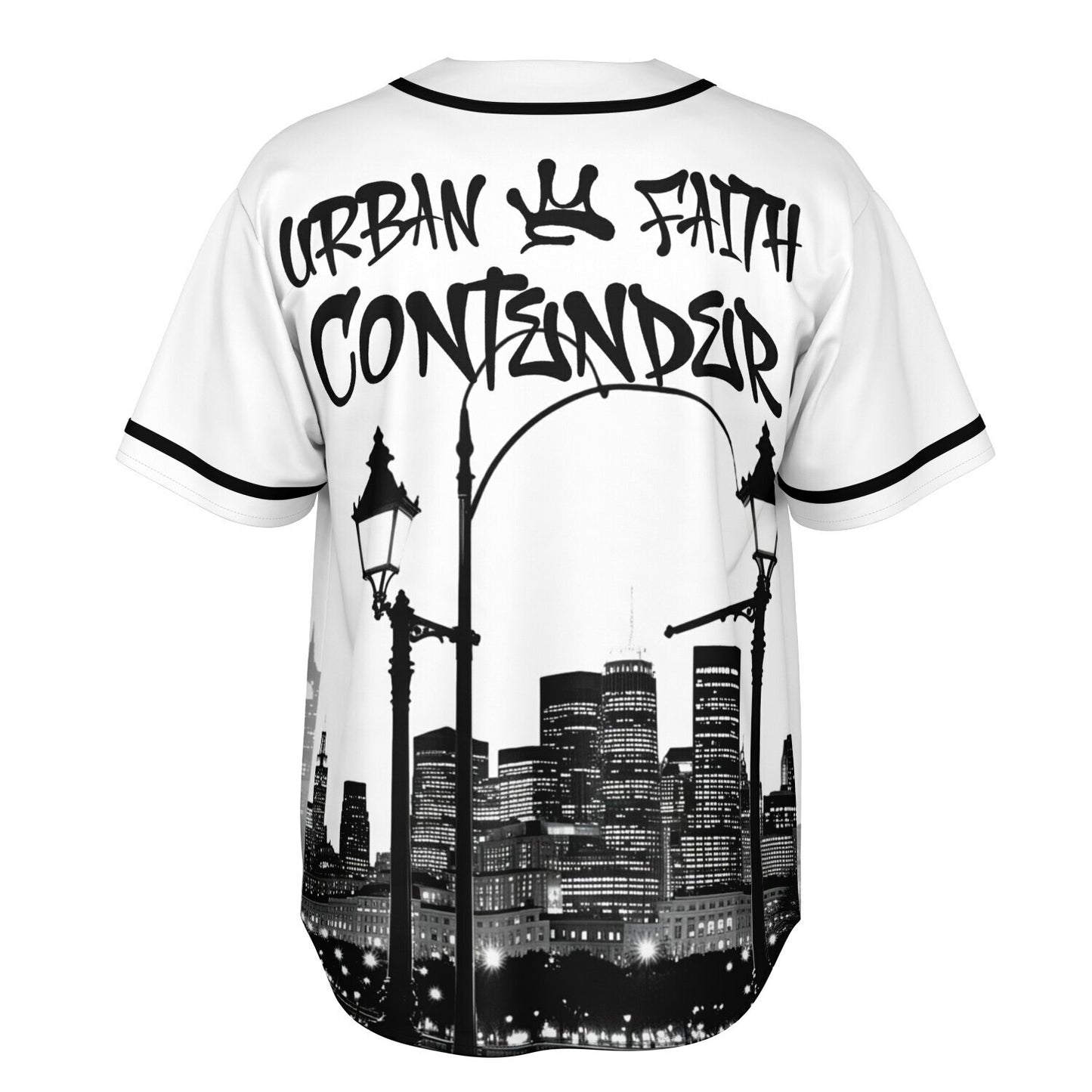 MTST: REVERSIBLE Baseball Jersey- Urban Faith Contender- Black Sleeves/White Trim & White Sleeves/Black Trim