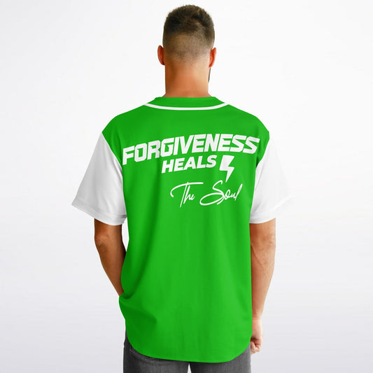 MTST: REVERSIBLE Baseball Jersey- Forgiveness Heals The Soul -White Sleeves/White Trim & Blue Sleeves/White Trim