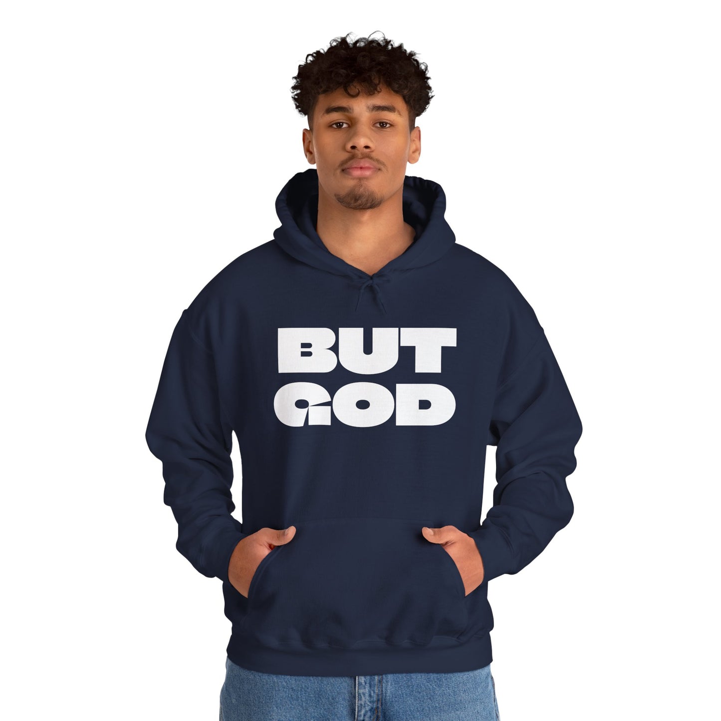 But God Unisex Heavy Blend™ Hooded Sweatshirt- White Letters