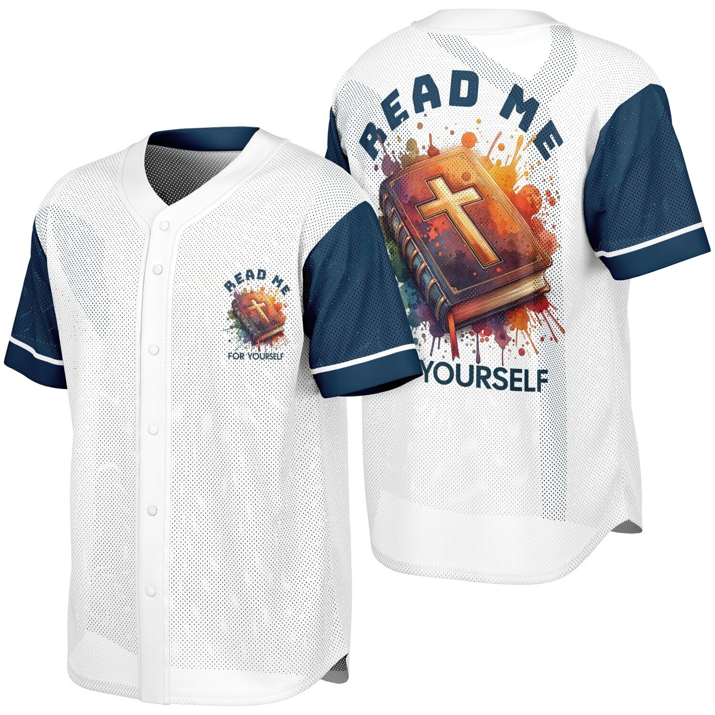 MTST: Read Me For Your Self Baseball Jersey- Blue Sleeves/White Trim