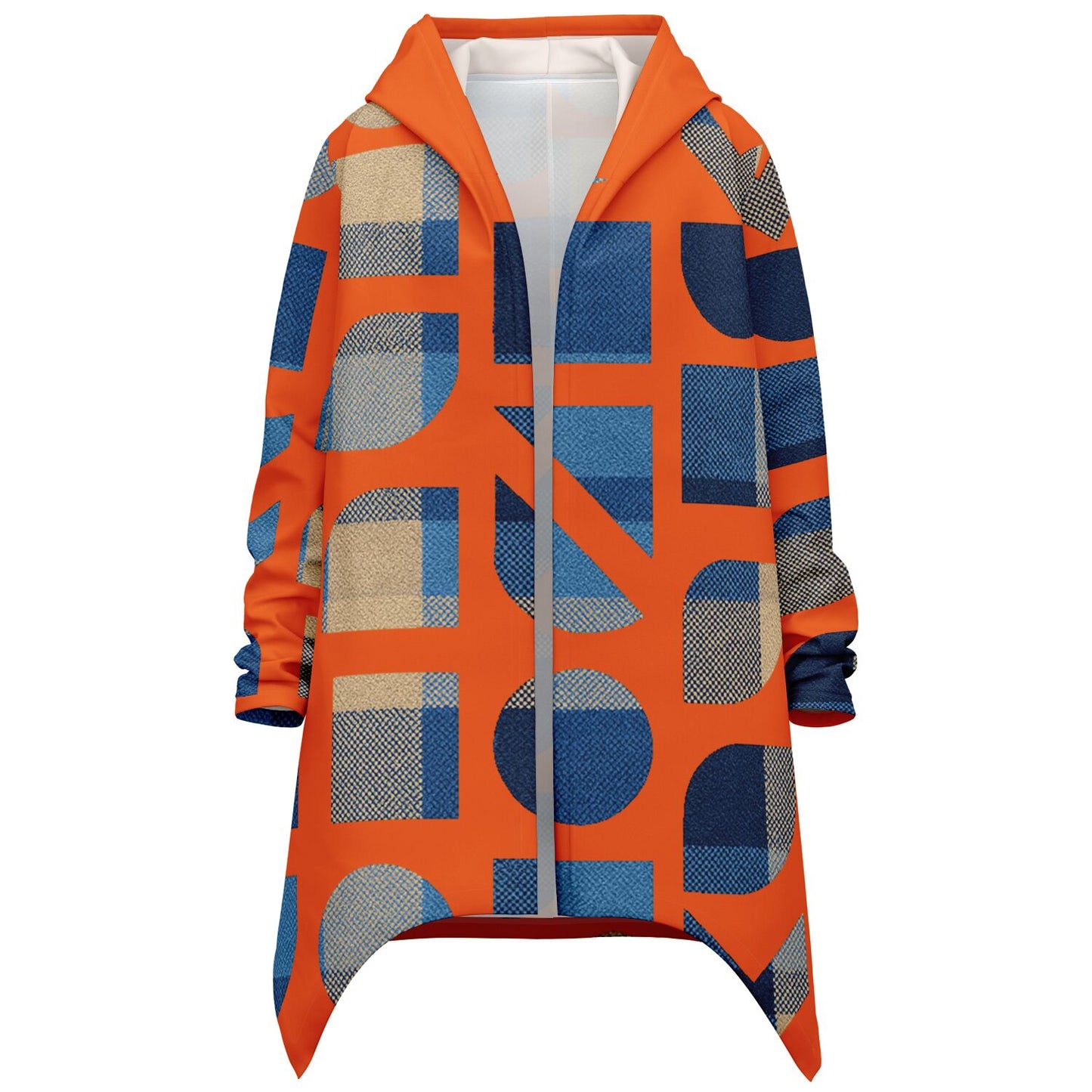 Heavyweight Elongated Cloak - The Pattern of Plaid- Orange Energy