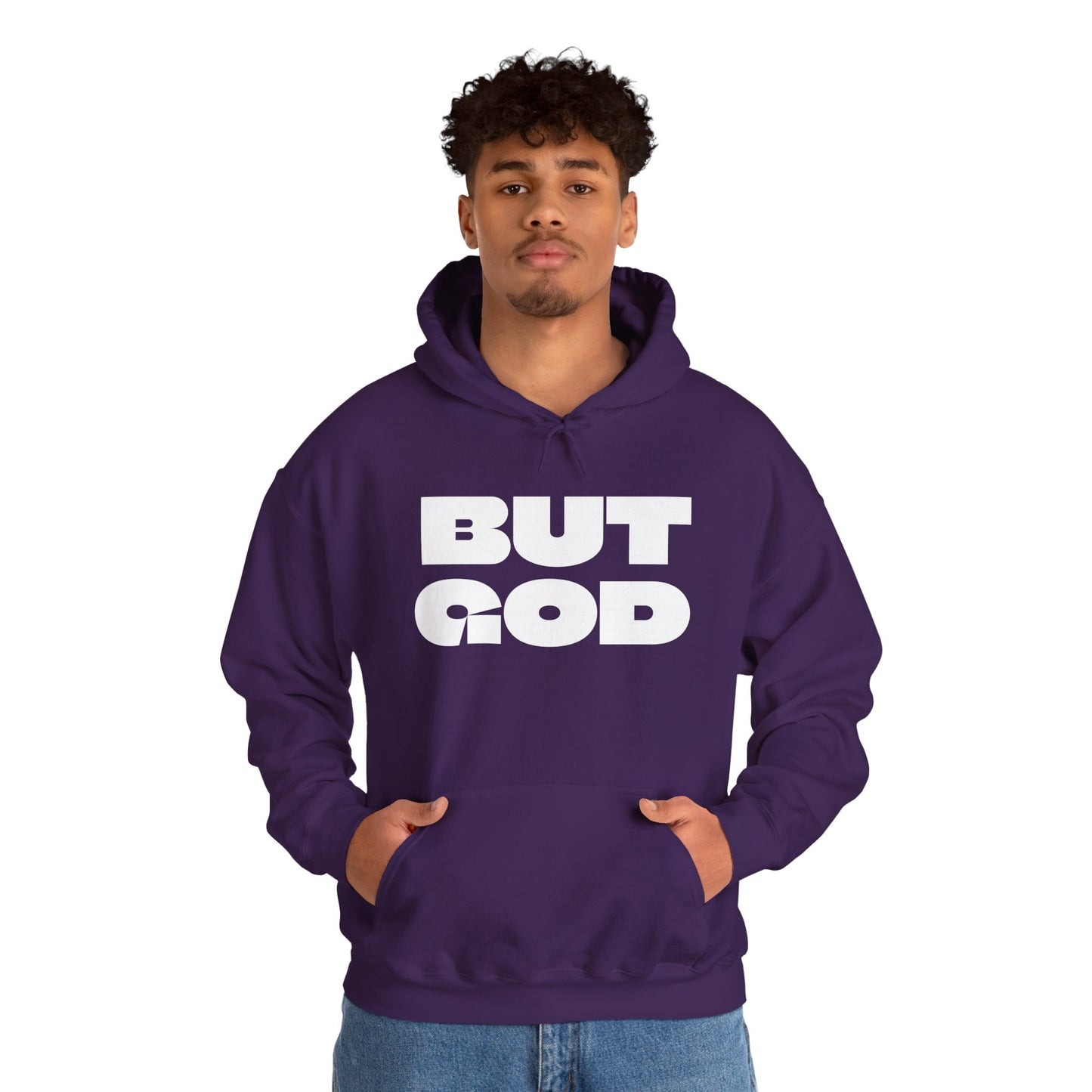 But God Unisex Heavy Blend™ Hooded Sweatshirt- White Letters
