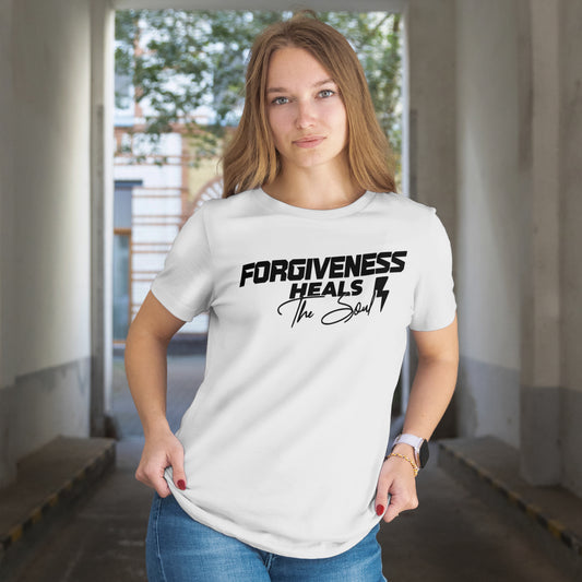 Forgiveness Heals The Soul Unisex heavyweight T-Shirt- Black Letters