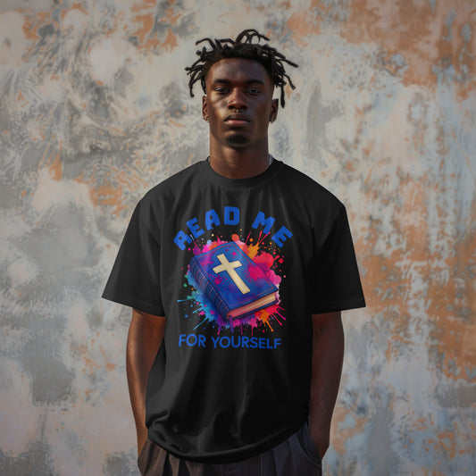 Read Me For Yourself Unisex T-shirt- Dynamic Blue (Black Tee)
