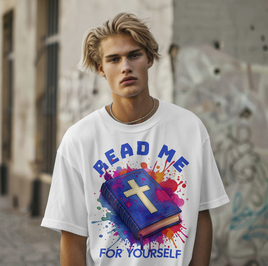 Read Me For Yourself Unisex T-shirt- Dynamic Blue (White Tee)