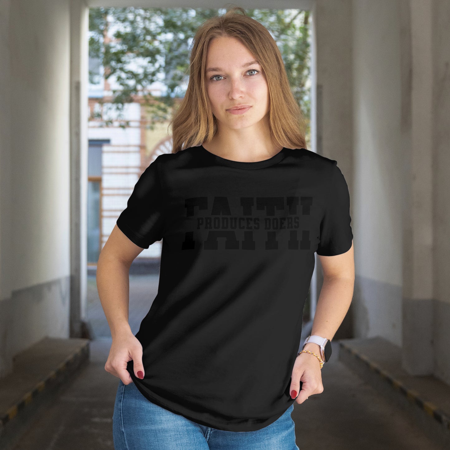 Faith Produces Doers Unisex Heavyweight T-shirt- Black Letters