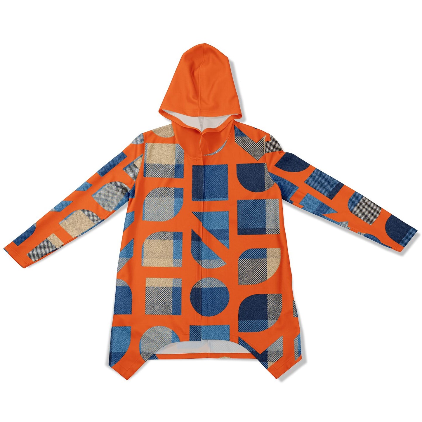 Heavyweight Elongated Cloak - The Pattern of Plaid- Orange Energy