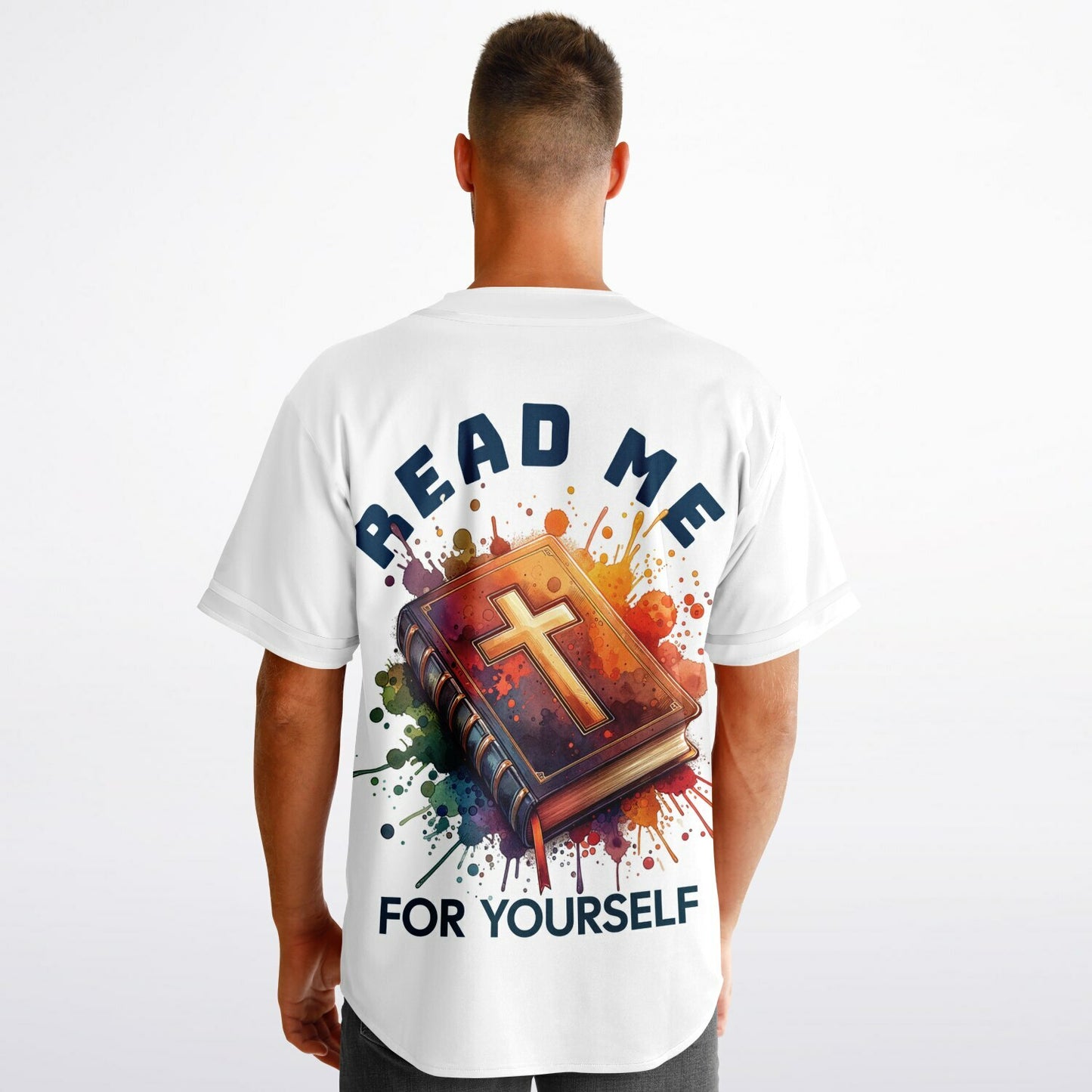 MTST: REVERSIBLE Baseball Jersey- And God Said & Read Me For Yourself-Black Sleeves /White Trim & White Sleeves/White Trim