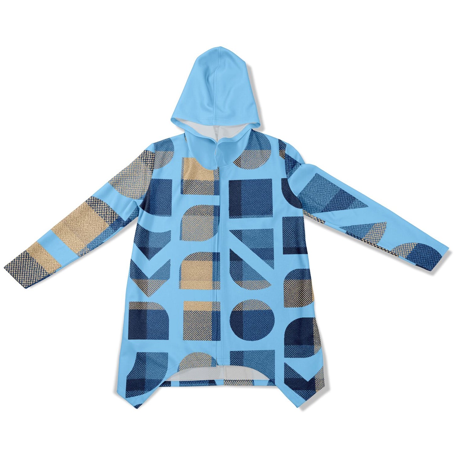 Heavyweight Elongated Cloak - The Pattern of Plaid- Blue Sky