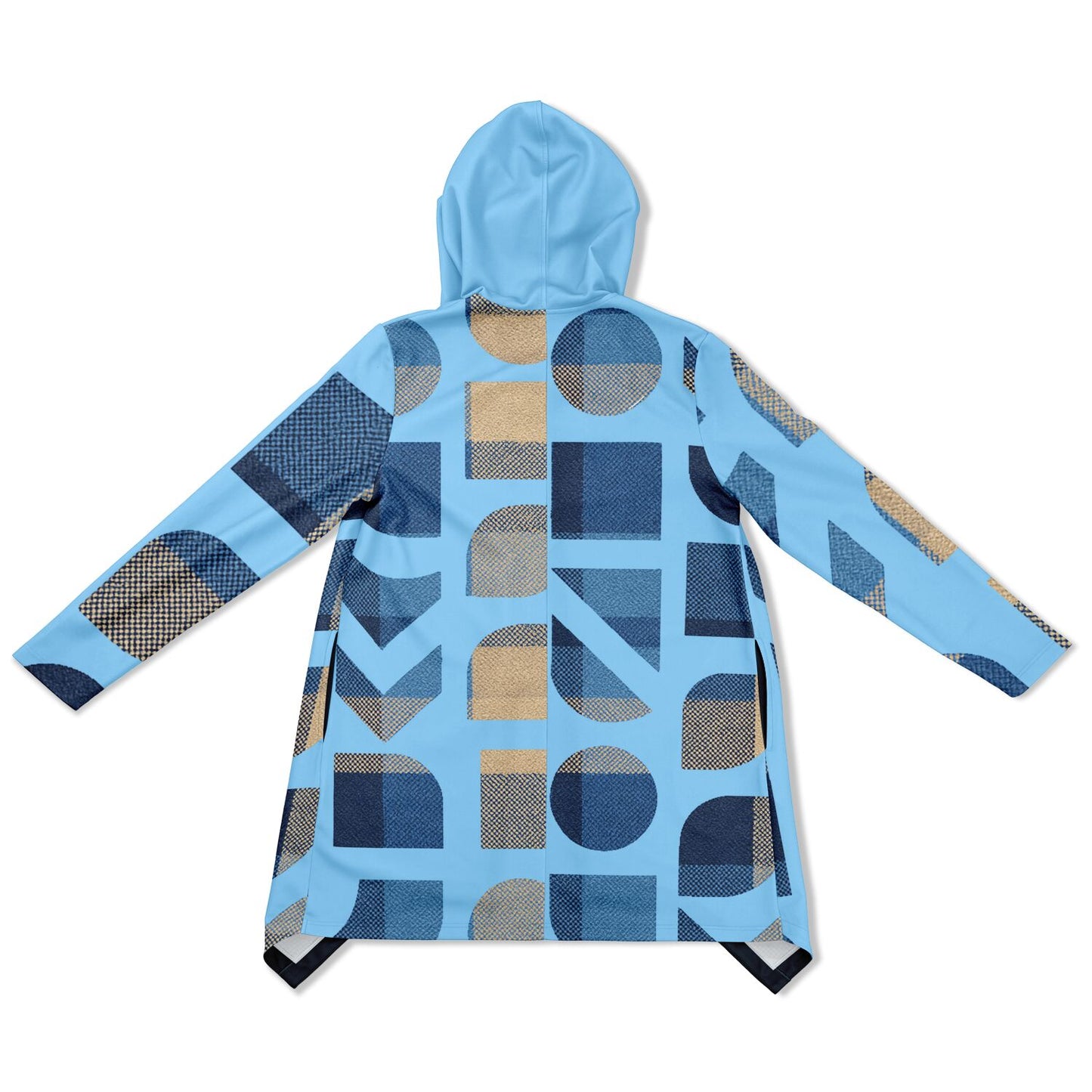 Heavyweight Elongated Cloak - The Pattern of Plaid- Blue Sky